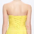 Grace Karin Strapless Sweetheart Chiffon Long barato Padrão De Vestido De Baile Amarelo CL6002